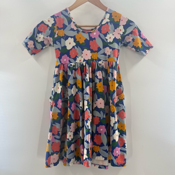 Hanna Andersson Colorful Flowers Print Skater Dress Pockets Dress Girl’s Size 8 - Picture 8 of 12